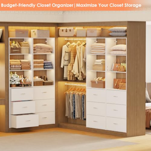 21.3" Wide Tall Wood Closet Organizer System with 3 Fabric - Image 6