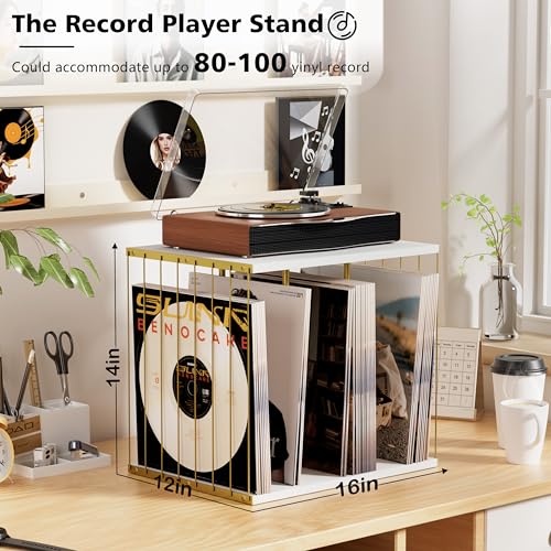 Emfogo Vinyl Record Storage, Metal & Wooden Vinyl Record - Image 3