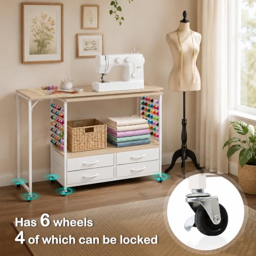 Sewing Table with Storage, 46.5‘’ Folding Sewing Machine - Image 6