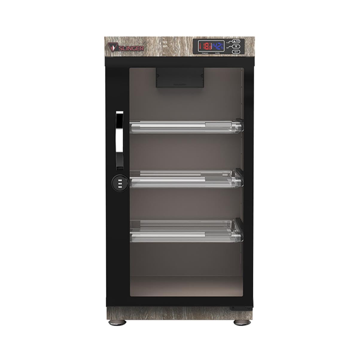55L Electronic Dry Cabinet with Combination Lock, Oak - Image 1