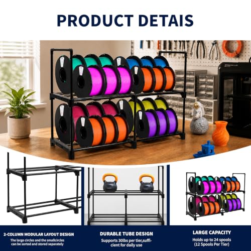 3D Printer Filament Storage Rack Desktop, 2-Tier Metal - Image 6