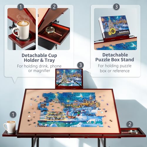 Becko US 1500 Piece Tilting Puzzle Table with 5 Drawers & - Image 5