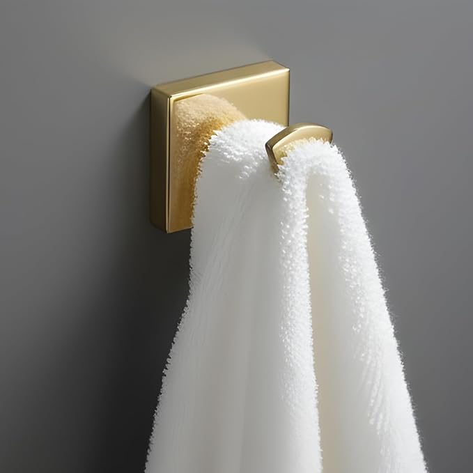 Roshan Handcrafted and Hand Polished Multi Purpose Towel Rack, SUS304 Stainless Steel Rust Proof and Peel Resistant Towel Shelf, Towel Hook, Includes 2 Handmade Hooks (4, Gold)