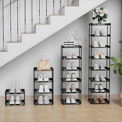 8 Tier Vertical Narrow Shoe Rack, Stackable Tall Skinny Shoerack - Image 3
