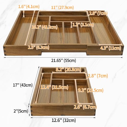 Luxury Acacia Kitchen Drawer Organizer - Silverware | All Products - Image 6