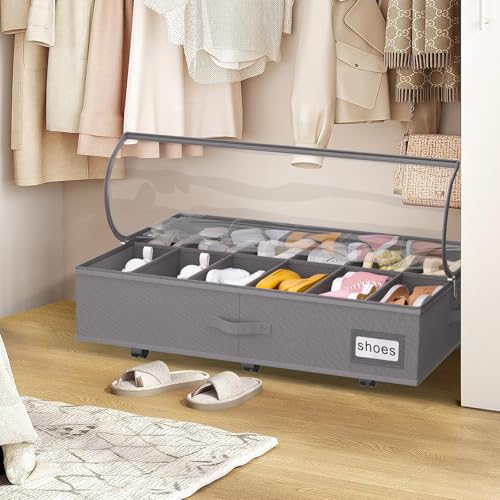 Under Bed Shoe Storage with Wheels, Fits 24 Pairs - Image 3