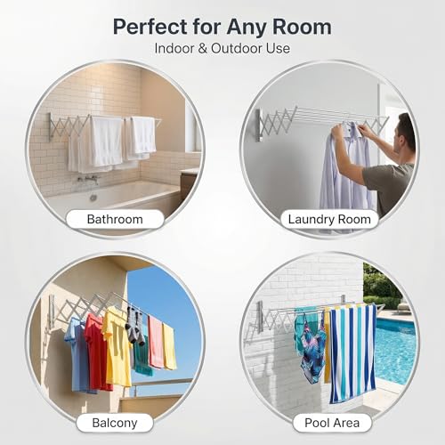 Laundry Drying Rack Wall Mount - Towel Rack Collapsible - Image 5