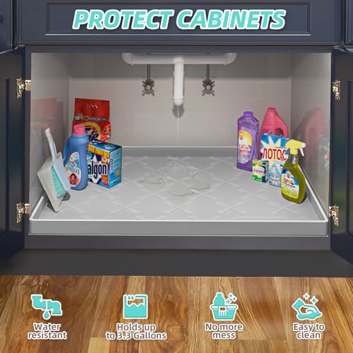Waterproof Under Sink Mat 22" x 22" Silicone Mat Cabinet - Image 5