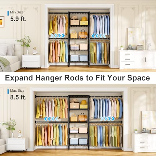 M2 Wall Mounted Closet System, Black Clothes Rack Mount - Image 4
