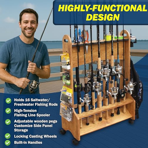 Rush Creek Creations Rolling Rod Holder for 16 | Garage Storage - Image 4