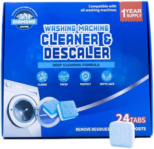 Diamond Shine Appliance Cleaner Bundle – 24 Tabs Each – Dishwasher Tablet, Garbage Disposer & Washing Machine Descaler – Septic Safe, Deodorizes, Fresh Scent – 1-Year Supply