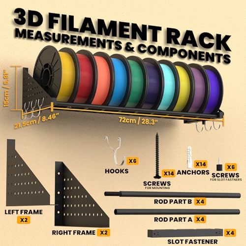 2 Racks 3D Printer Filament Storage Rack Wall Mount Shelf - Image 3