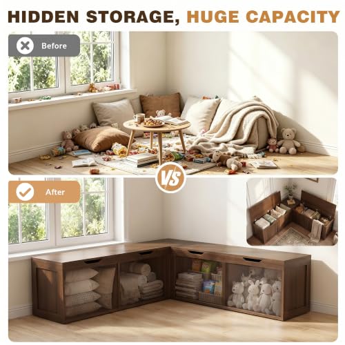 63 Inch L-Shaped Corner Bench with Hidden Storage, Breakfast Nook - Image 6