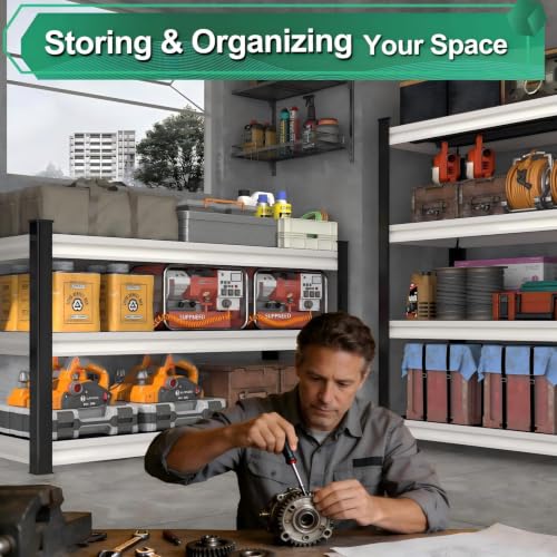 Storage Garage Shelving Units: 39.3" W x 17.7" D x 36" H White - Image 3