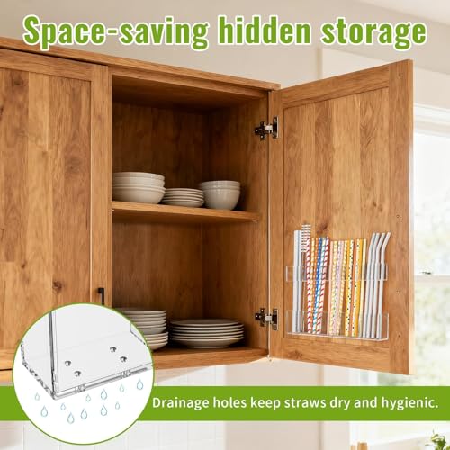 Mpotmiy 9.5" Large Acrylic Straw Holder for Cabinet Door, Straw - Image 4
