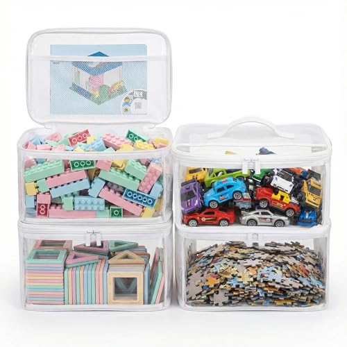 holay 4 Pack Clear Toy Storage Bags with Zipper & Handle - Image 2