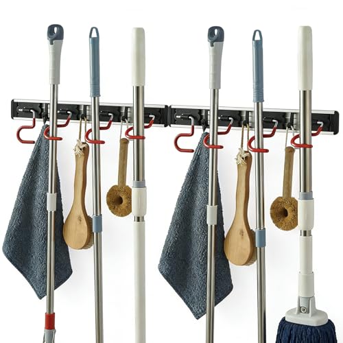 Wall Mounted Mop and Broom Holder, Stainless Steel - Image 2