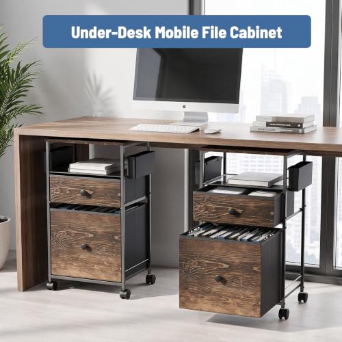 LEKETREE 2 Drawer Compact File Cabinet, Under Desk Rolling Filing - Image 6