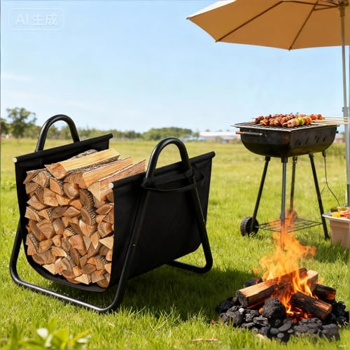 AMAGABELI GARDEN & HOME Fireplace Log Holder with Canvas - Image 6