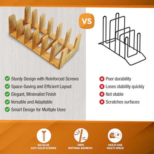 Kitchen Cabinet Organizer - Sturdy Bamboo Pot and Pan Organizer - Image 5