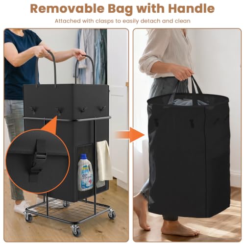 150L Large Laundry Hamper with Wheels, Rolling Laundry Basket - Image 4