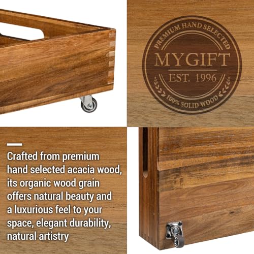 MyGift 24 Inch Premium Acacia Solid Wood Under Bed Storage - Image 6
