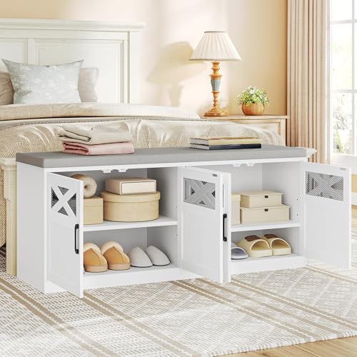 Hzuaneri 47.2" Shoe Storage Bench with 4 Barn Doors & - Image 4