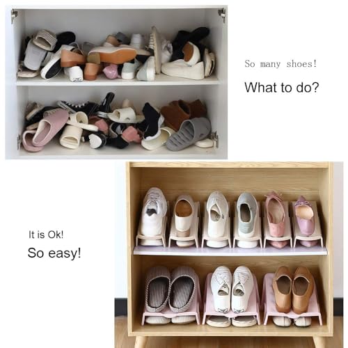 4 Pack Shoe Dividers for Shelves, Stacking Shoe Organizer - Image 3