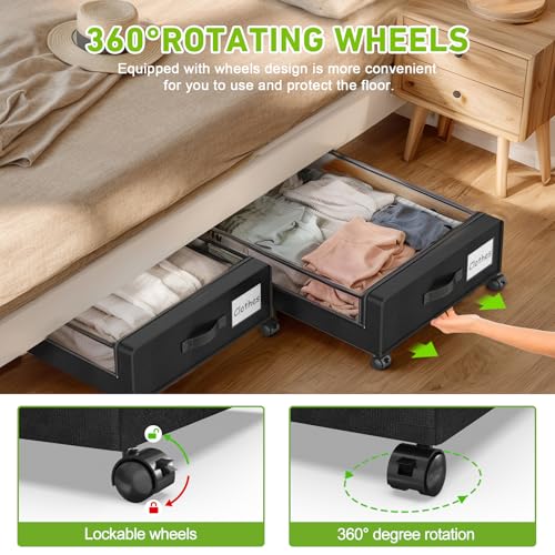 Beborxue Under Bed Storage with Wheels, 2-Pack, Black - Image 5