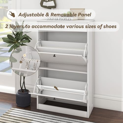 FTZxHKLX Shoe Cabinet with 2 Flip Drawers, Slim Shoe - Image 7