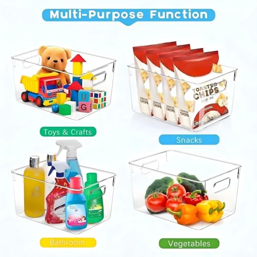 SKTEET Set of 8 Clear Plastic Storage Bins, 4 Large and 4 - Image 4