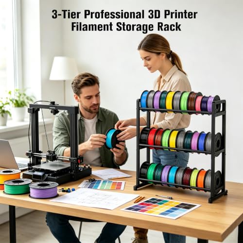 facka 3D Printer Filament Storage Rack, 3-Tier Metal - Image 7