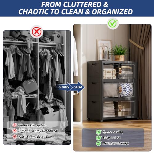 SAILUN 336QT Stackable Storage Bins with Lid, Storage Cabinet 3 - Image 3