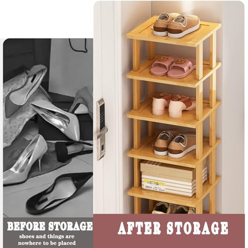 Vertical Shoe Rack,Tall Narrow Shoe Shelf Organizer Entryway Shoe - Image 7