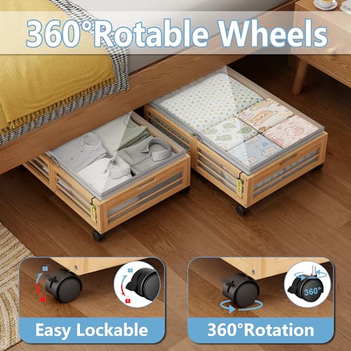 Under Bed Storage Containers with Wheels, Larger Bamboo - Image 7