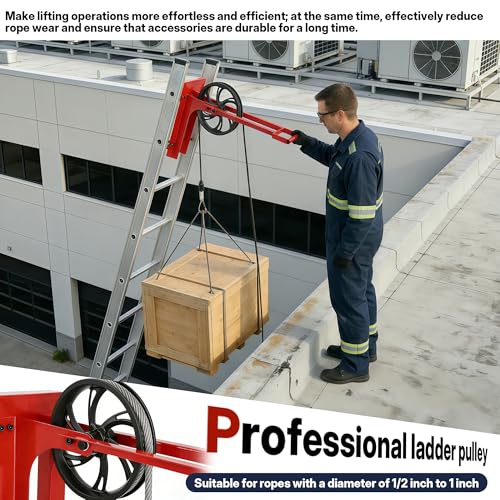 Hoisting Wheel with Long Handle 500Lbs Ladder Hoist Pulley System - Image 6