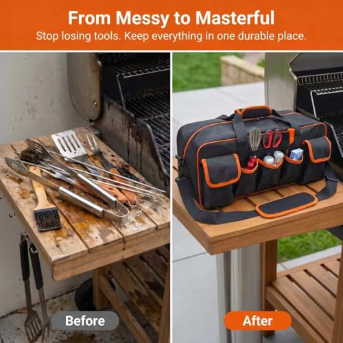 Grill Tool Storage Bag, 22" BBQ Tool Bag with 6 Pockets - Image 7