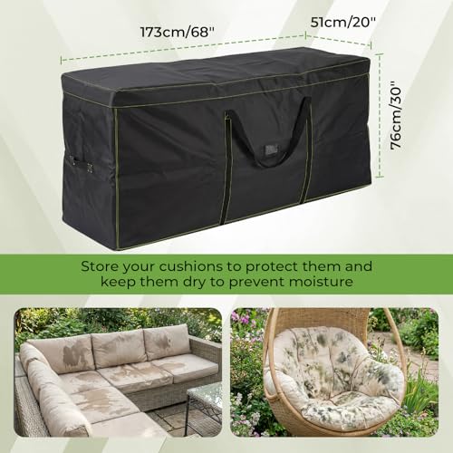 Extra Large Patio Cushion Storage Bag Waterproof 68"x20"x30" - Image 3