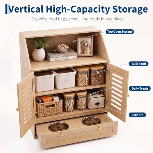 Takywep Wooden Mess-Proof Elevated Dog Feeding Station - Image 6