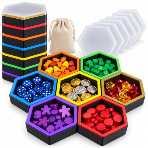 7 Pack Magnetic Hex Board Game Organizer Trays Stackable - Image 2
