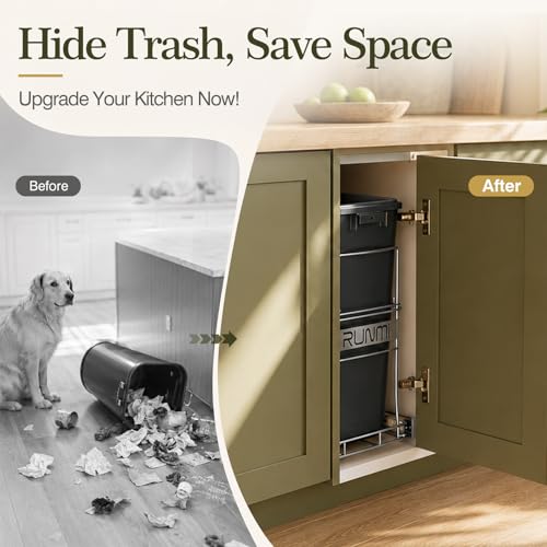Pull Out Trash Can Under Cabinet with Handle Under Sink - Image 7