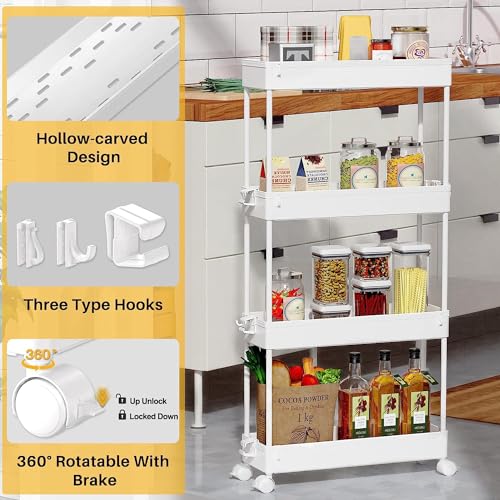 SPACEKEEPER Slim Rolling Storage Cart, 4 Tier Bathroom Cart - Image 3