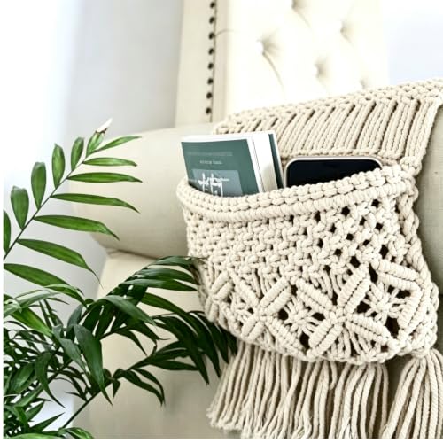 Sofa Armrest Organizer, Armchair Caddy, Macrame Couch Organizer - Image 2