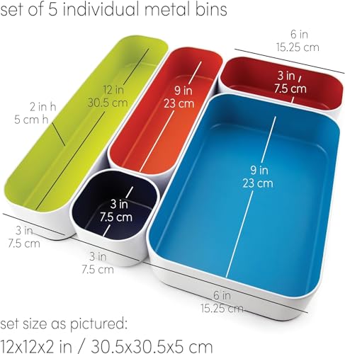 Three by Three Seattle Metal Drawer Organizer Tray Set, 5-Pc - Image 4