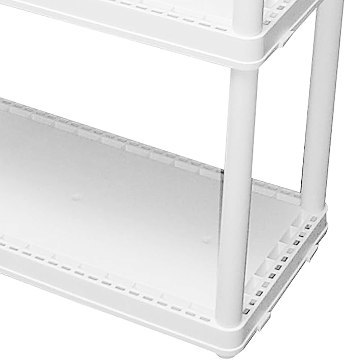 Gracious Living 3 Shelf Fixed Height Solid Light Duty Storage Unit 24 x 12 x 33" Organizer System for Home, Garage, Basement, and Laundry, White