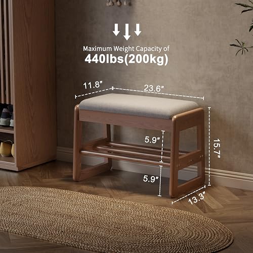 AQIMUELE Shoe Rack Bench,2 Tiers Shoe Bench with Sto | Home Organizati - Image 4