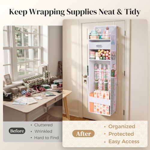 Ordovibe Wrapping Paper Storage Organizer, Over The Door - Image 3