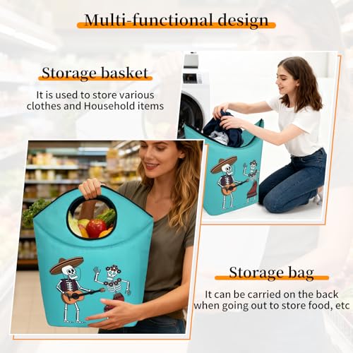 Collapsible Laundry Hamper, Waterproof Halloween Skeleton Storage - Image 6