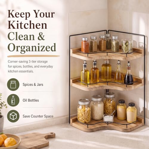 Ripeng 3 Tier Corner Bathroom Counter Organizer, Wooden Vanity - Image 5