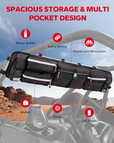 UTV Roll Cage Organizer, Upgrade Cargo Rear Storage Bag - Image 3